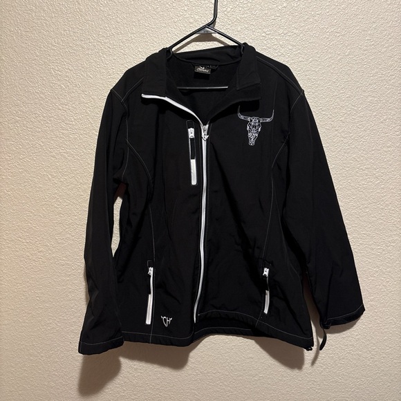 Black Cowgirl Hardware Jacket with White Zipper Details - Picture 1 of 7